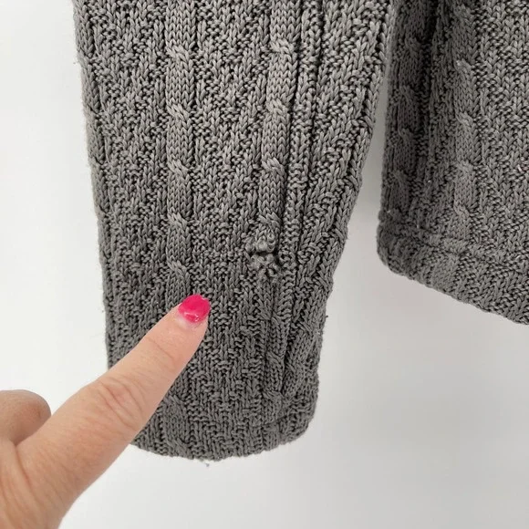 Spyder Cable Knit Sweater Jacket Women M Gray Fleece Lined Cabin Skiing Full Zip - Picture 4 of 13